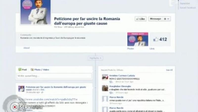 Italia. Xenofobie impotriva romanilor. Un grup de italieni a initiat o petitie pentru excluderea Romaniei din UE