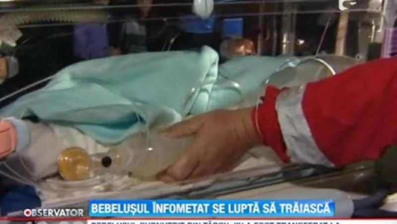 Bebelusul infometat din Targu Jiu duce o lupta contracronometru cu moartea