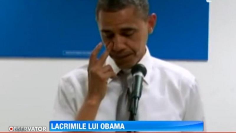 Barack Obama a plans in timpul unui discurs de multumire