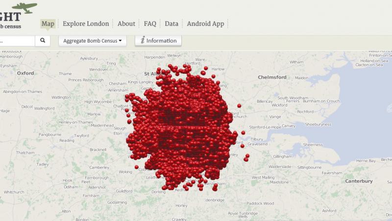 Harta bombardamentelor din Londra din 1940