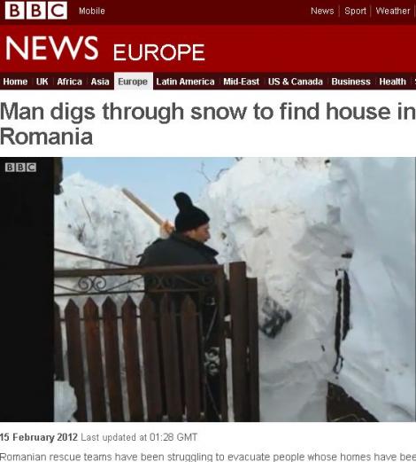 BBC: Romanii sapa in zapada pentru a-si gasi casele