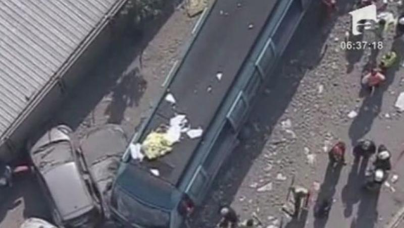VIDEO! Chile: Un metrou deraiat s-a oprit intr-o cladire de apartamente