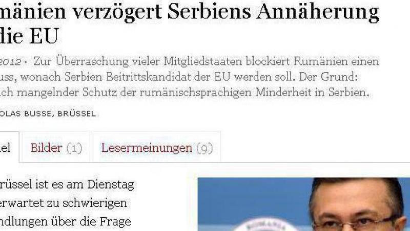 Presa germana dupa ce Romania blocat aderarea Serbiei: „Diaconescu a actionat la indicatiile lui Basescu”