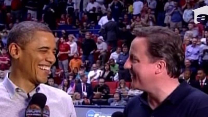 VIDEO! Barack Obama si David Cameron s-au distrat la un meci de baschet