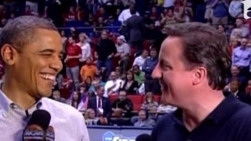 VIDEO! Barack Obama si David Cameron s-au distrat la un meci de baschet