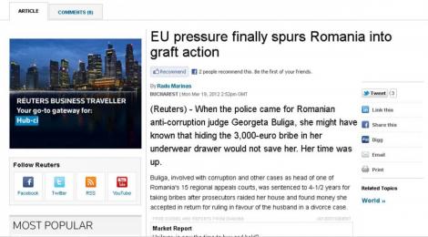 Reuters: Romania pare ca devine serioasa impotriva coruptiei
