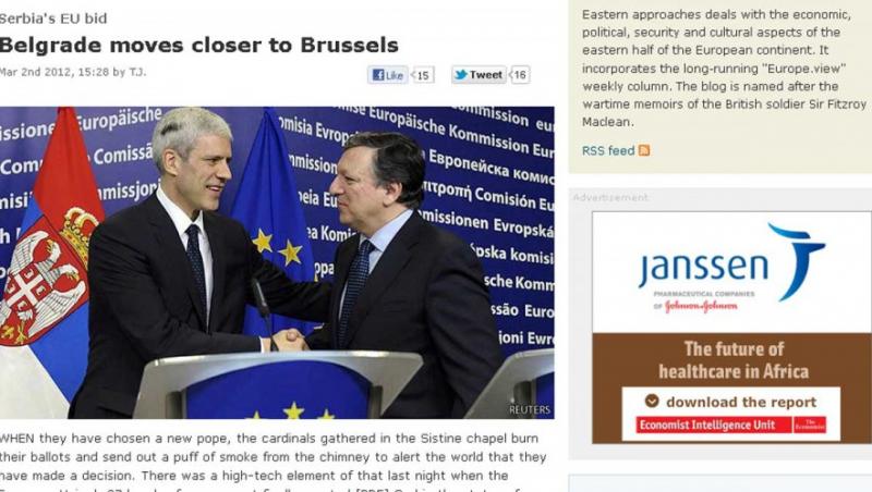 The Economist: Opozitia Romaniei fata de candidatura Serbiei la UE, o 