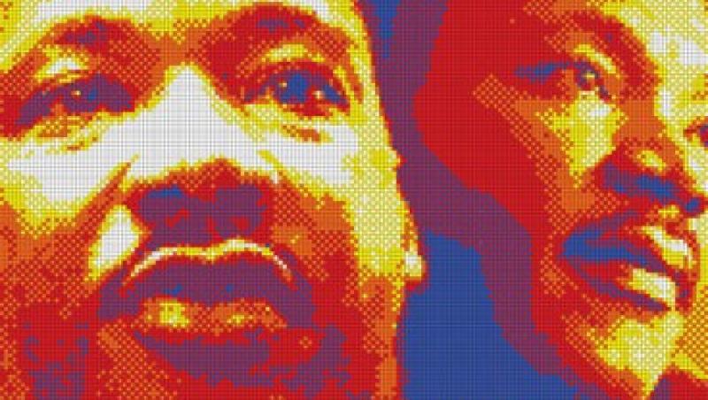 Portret urias al lui Martin Luther King, format numai din cuburi Rubik