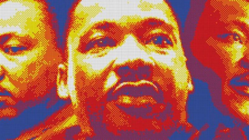 Portret urias al lui Martin Luther King, format numai din cuburi Rubik
