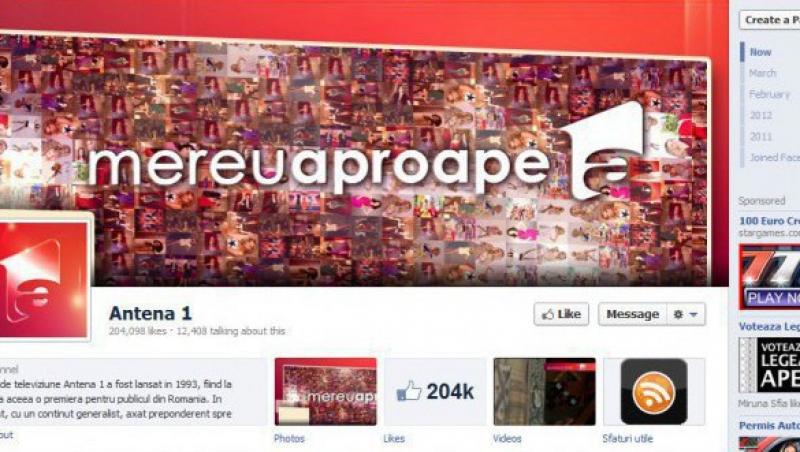 Pagina de facebook Antena 1 a depasit 200.000 de fani