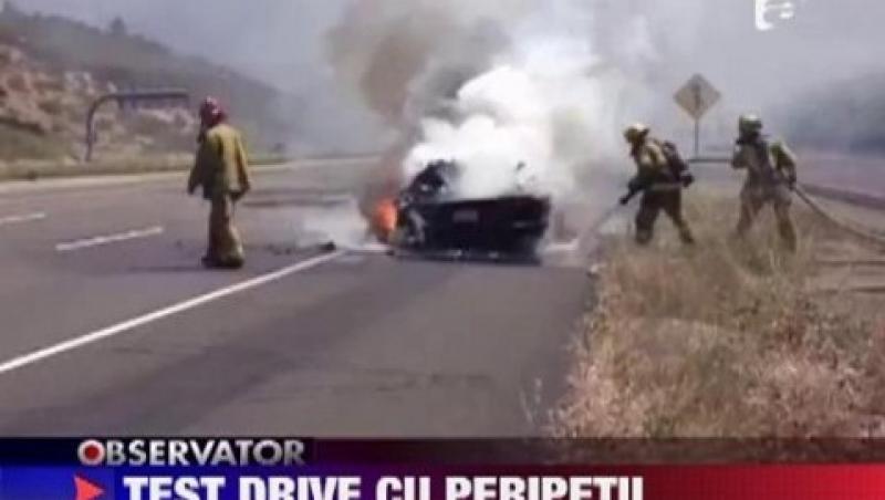 VIDEO! Un Lamborghini a luat foc in timpul unui drive test