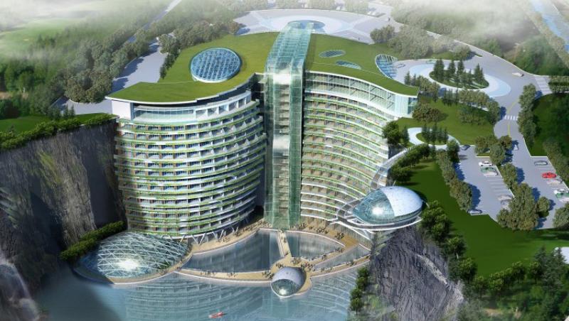 FOTO! Hotel intr-o cariera de piatra, construit in China
