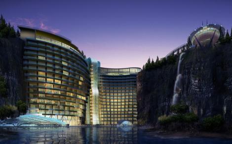 FOTO! Hotel intr-o cariera de piatra, construit in China