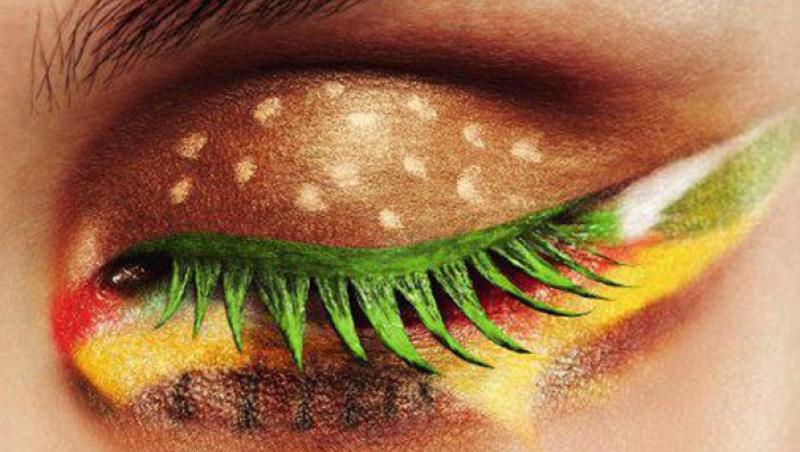 Machiajul hamburger, intr-o reclama la produse fast-food