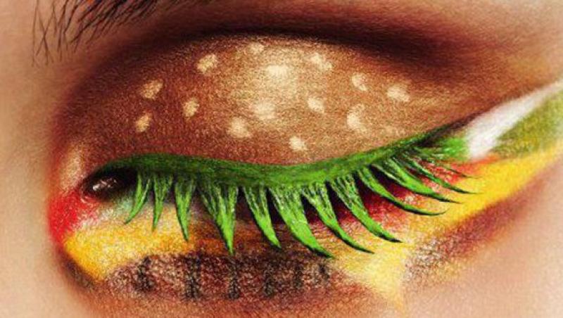 Machiajul hamburger, intr-o reclama la produse fast-food