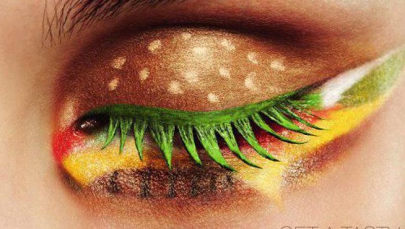 Machiajul hamburger, intr-o reclama la produse fast-food