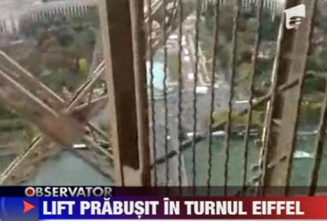 VIDEO! Pericol pentru turisti! Un lift al Turnului Eiffel s-a prabusit!