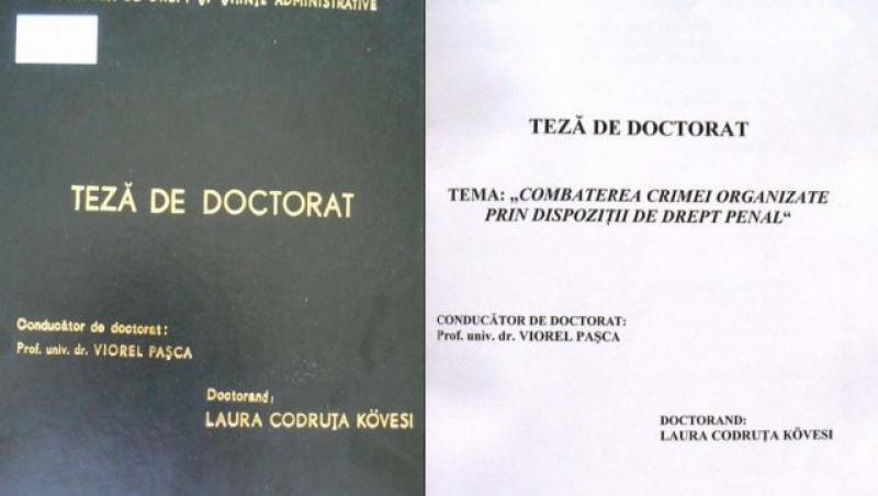 Lucrarea de doctorat a procurorului general al Romaniei, Laura Codruta Kovesi, este un plagiat