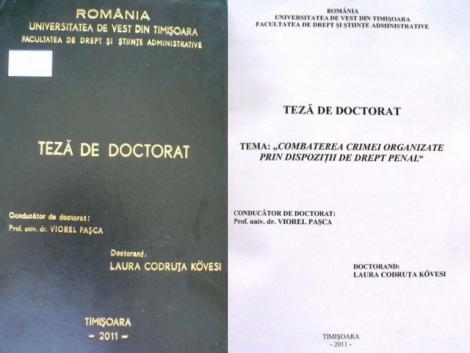 Lucrarea de doctorat a procurorului general al Romaniei, Laura Codruta Kovesi, este un plagiat