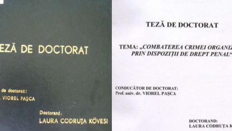 Lucrarea de doctorat a procurorului general al Romaniei, Laura Codruta Kovesi, este un plagiat