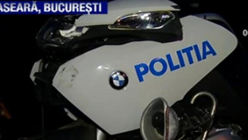 VIDEO! Politist pe motocicleta, doborat in trafic
