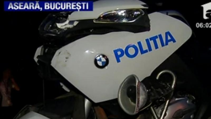 VIDEO! Politist pe motocicleta, doborat in trafic