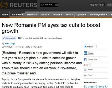 Reuters: Noul premier roman vrea sa reduca taxele pentru a stimula cresterea economica