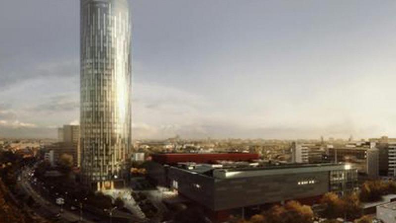 VIDEO! Cea mai inalta cladire din Romania a fost ridicata pana la etajul 26: Va avea 137 de metri