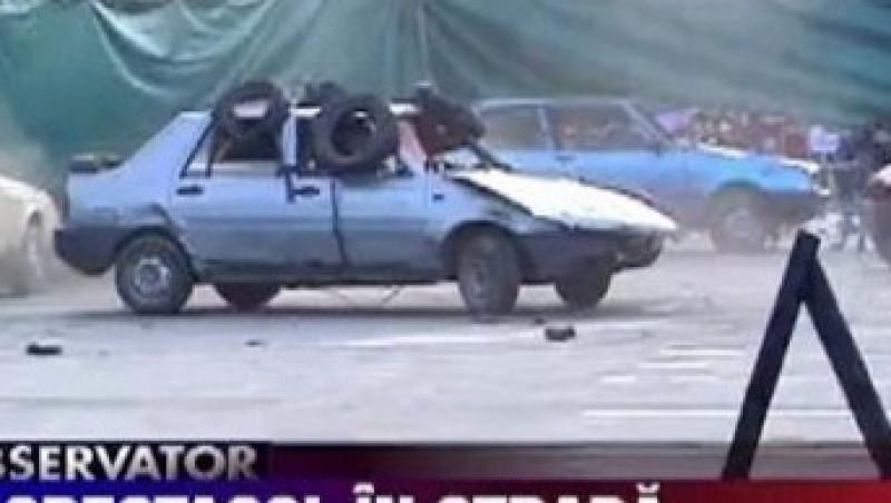 VIDEO! Spectacol la Craiova cu masini in flacari si drifturi periculoase