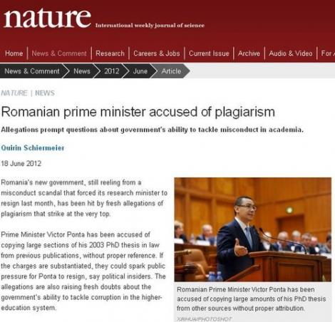 UPDATE! Nature si FAZ il acuza de plagiat pe Victor Ponta