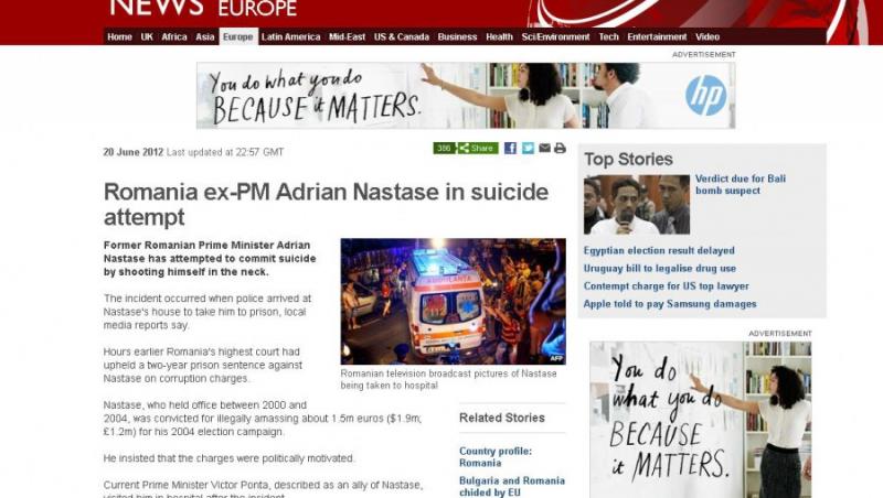 VIDEO! Tentativa de sinucidere a lui Nastase in presa internationala