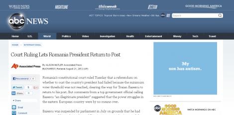 Reintoarcerea lui Traian Basescu la carma Romaniei, in presa internationala