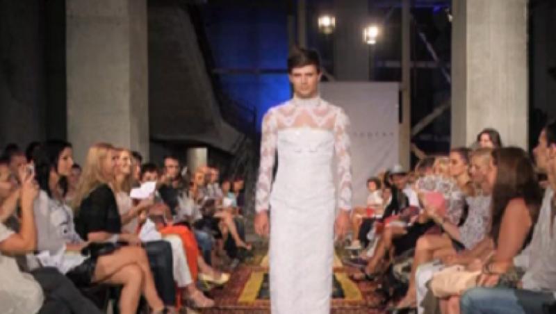 Designerul Dorin Negrau sfideaza lumea modei cu un barbat pe post de mireasa si motociclisti pe catwalk