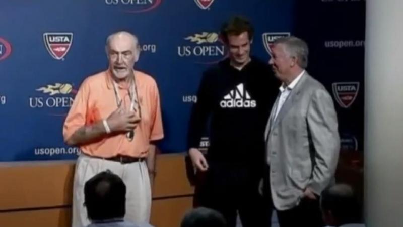 Conferinta de presa a lui Andy Murray, intrerupta de Sean Connery si Alex Ferguson