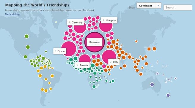 Facebook prezinta prieteniile dintre tari