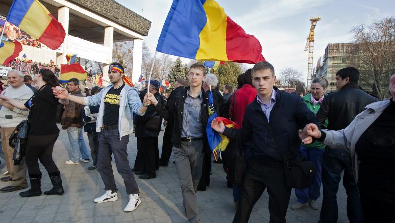 Chisinau: 7.000 de oameni au marsaluit pentru unirea Republicii Moldova cu Romania