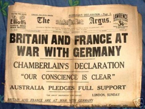 3 septembrie 1939: Marea Britanie si Franta declara razboi Germaniei, in Al Doilea Razboi Mondial
