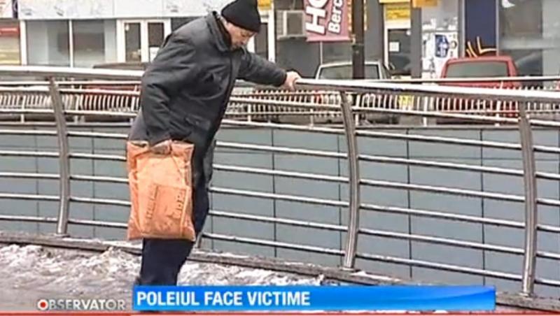 Poleiul face victime: Peste 70 de persoane cu traumatisme, luxatii si entorse dupa ce au cazut