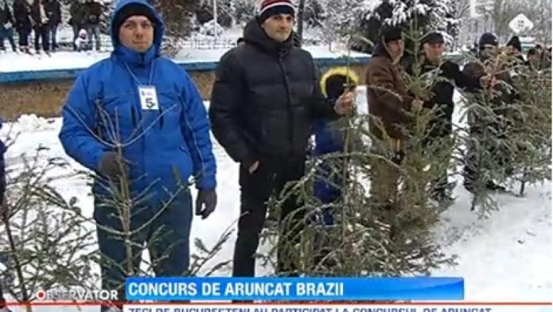 Bucurestenii au participat la primul concurs de aruncat brazi