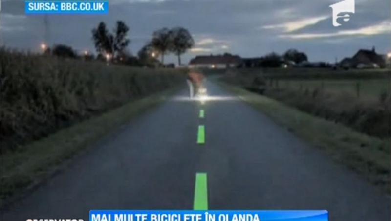 Cum vor arata pistele pentru biciclisti in Olanda: incalzite si semnalizate cu marcaje fosforescente