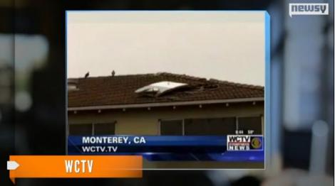 Usa unui avion a cazut din zbor, pe acoperisul unui motel