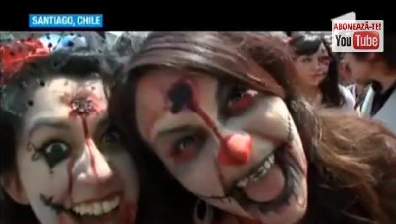 Asaltul mortilor-vii! 20.000 de zombi au invadat strazile din Santiago de Chile