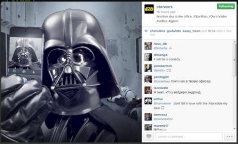 Star Wars ajunge pe Instagram – Darth Vader îşi face primul selfie