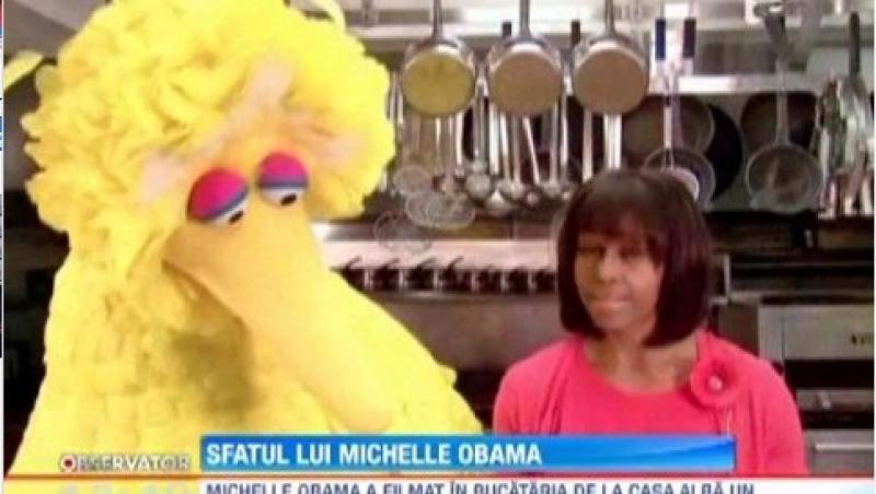 Michelle Obama, la cratita, pentru a-i indemna pe americani sa manance sanatos