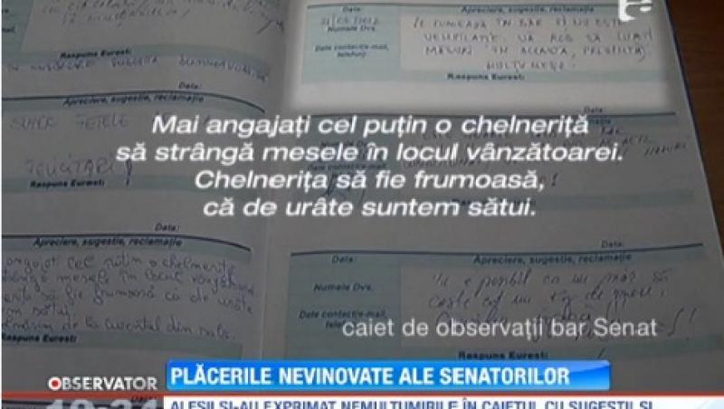 Senatorii cer ospatarite tinere, frumoase si preturi mai mici la bar