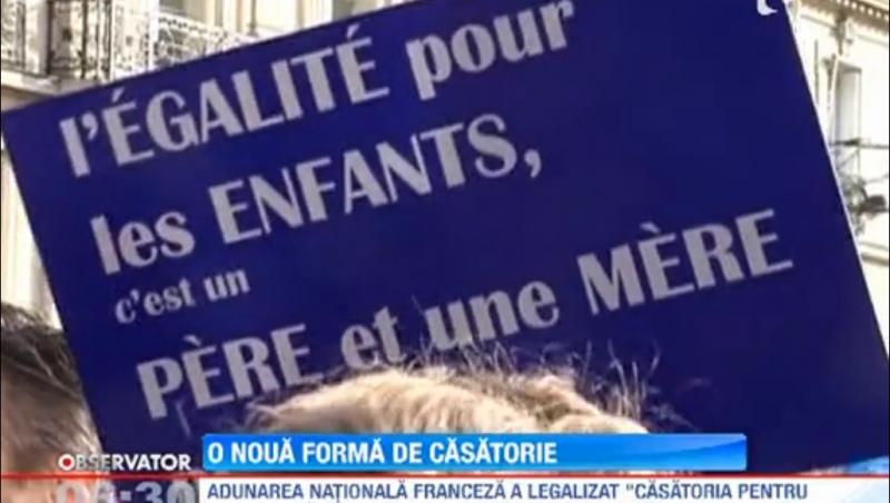 Franta a legalizat casatoria intre homosexuali: Zeci de mii de opozanti ai masurii au iesit in strada