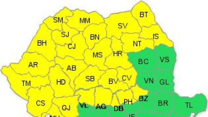 Cod galben de ploi, lapovite, ninsori si vant puternic, in toata tara!