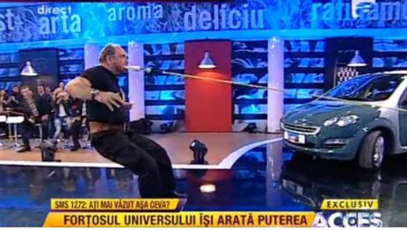 Cel mai puternic om din lume a socat audienta la Acces Direct! A tras cu dintii un autocar! (VIDEO)