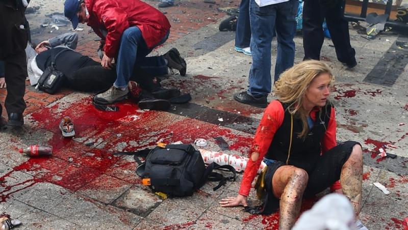 IMAGINI SOCANTE: Urmarile atacului terorist din Boston