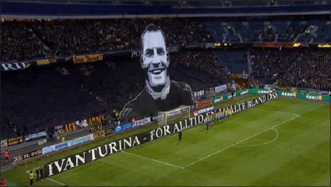 Cel mai emotionant moment de reculegere! Suporterii lui AIK au realizat o coregrafie impresionanta in memoria lui Ivan Turina